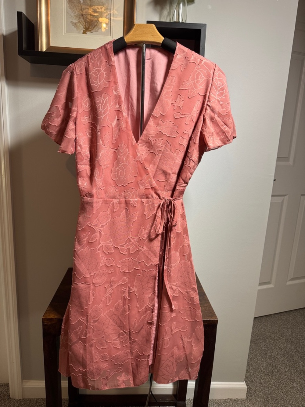 Women's Pink Floral Wrap Dress